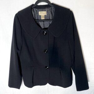 Boutique Essentials Black Button Front Peplum Hem Light Jacket 16